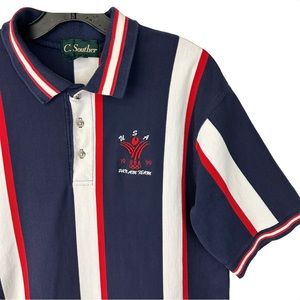 Rare Vintage C. Souther 90s Olympics USA Pan Am Team Striped Polo Shirt